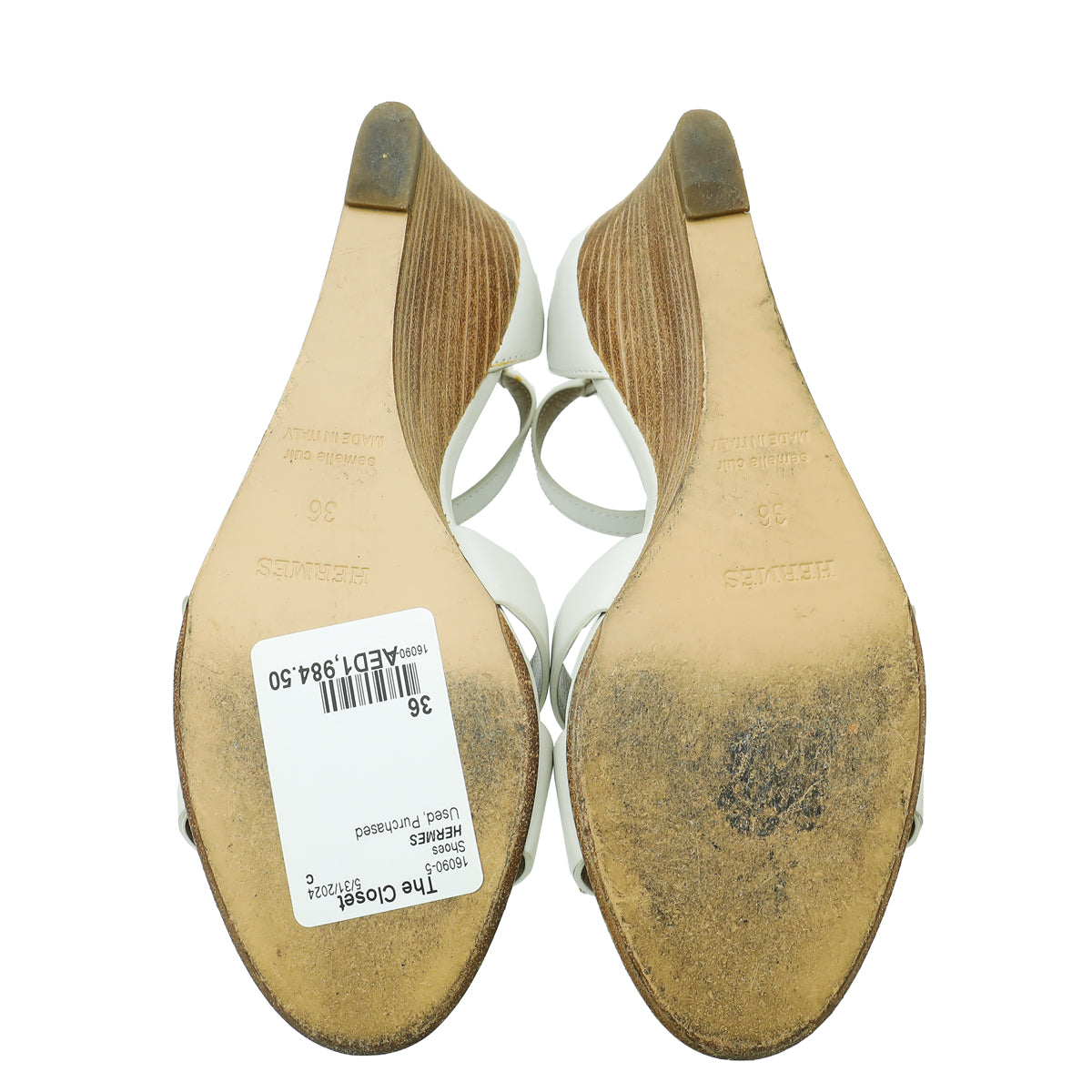 Hermes Blanc Legend Sandal 36