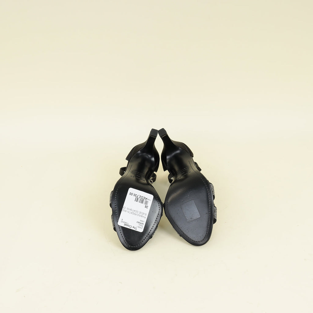 Hermes Noir Crystal Detail Premiere 105 Sandal 36