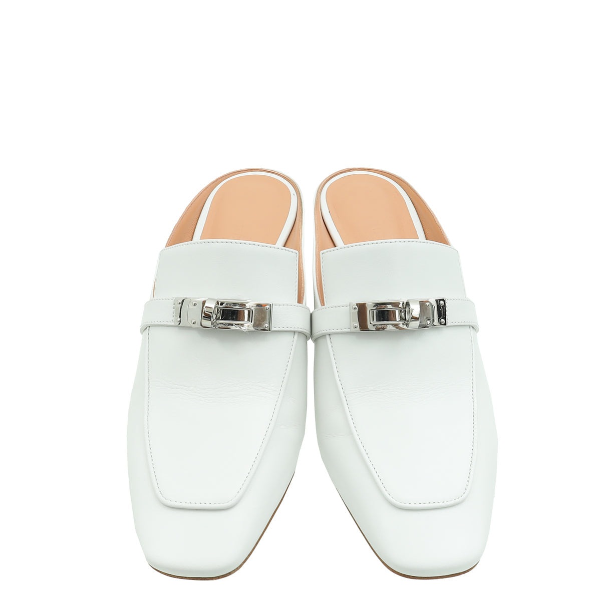 Hermes Blanc Blossom Mules 36