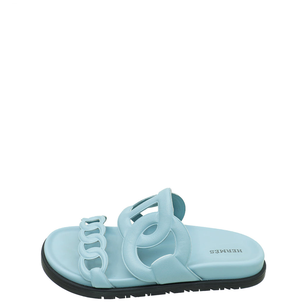Hermes Blue Lin Extra Sandal 36