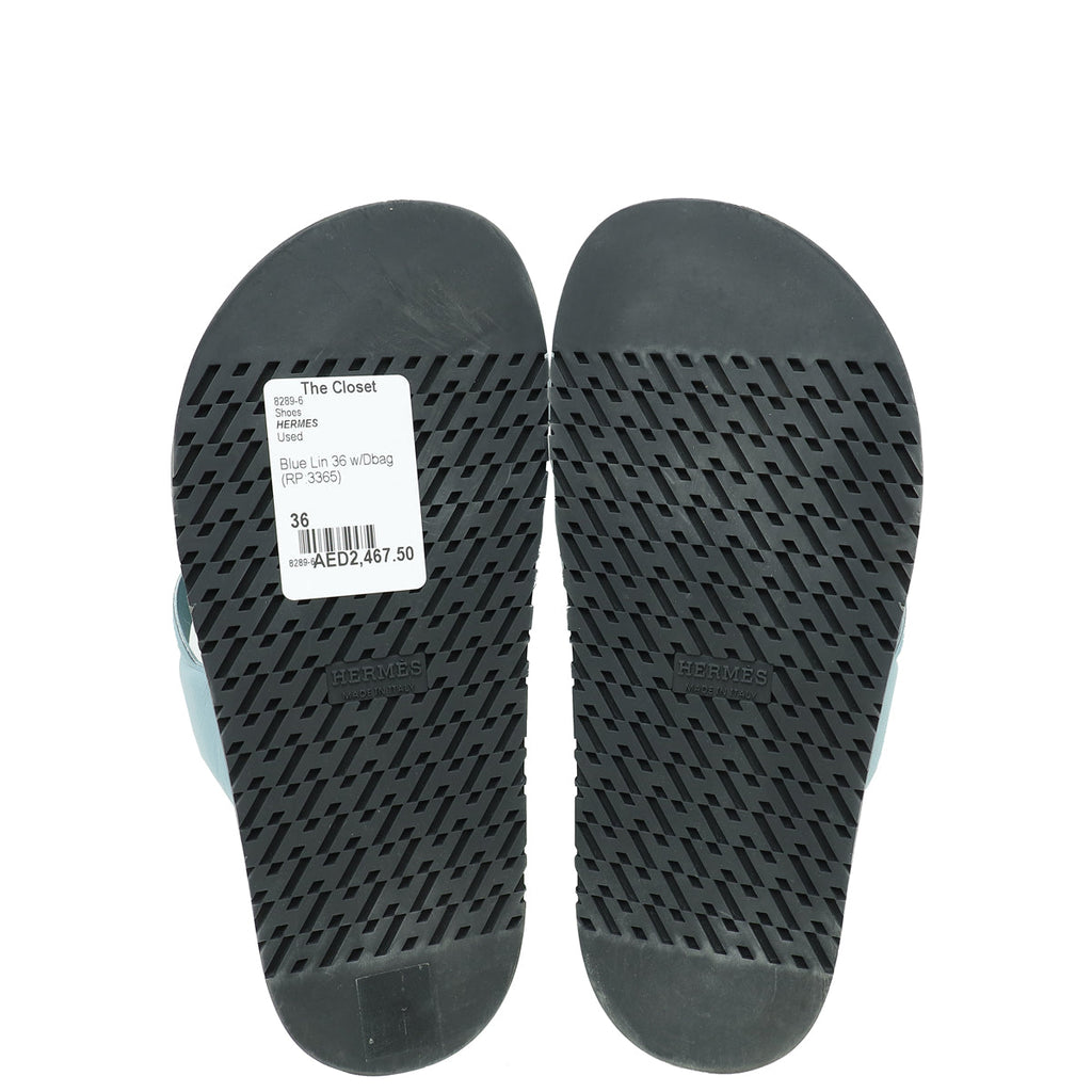 Hermes Blue Lin Extra Sandal 36