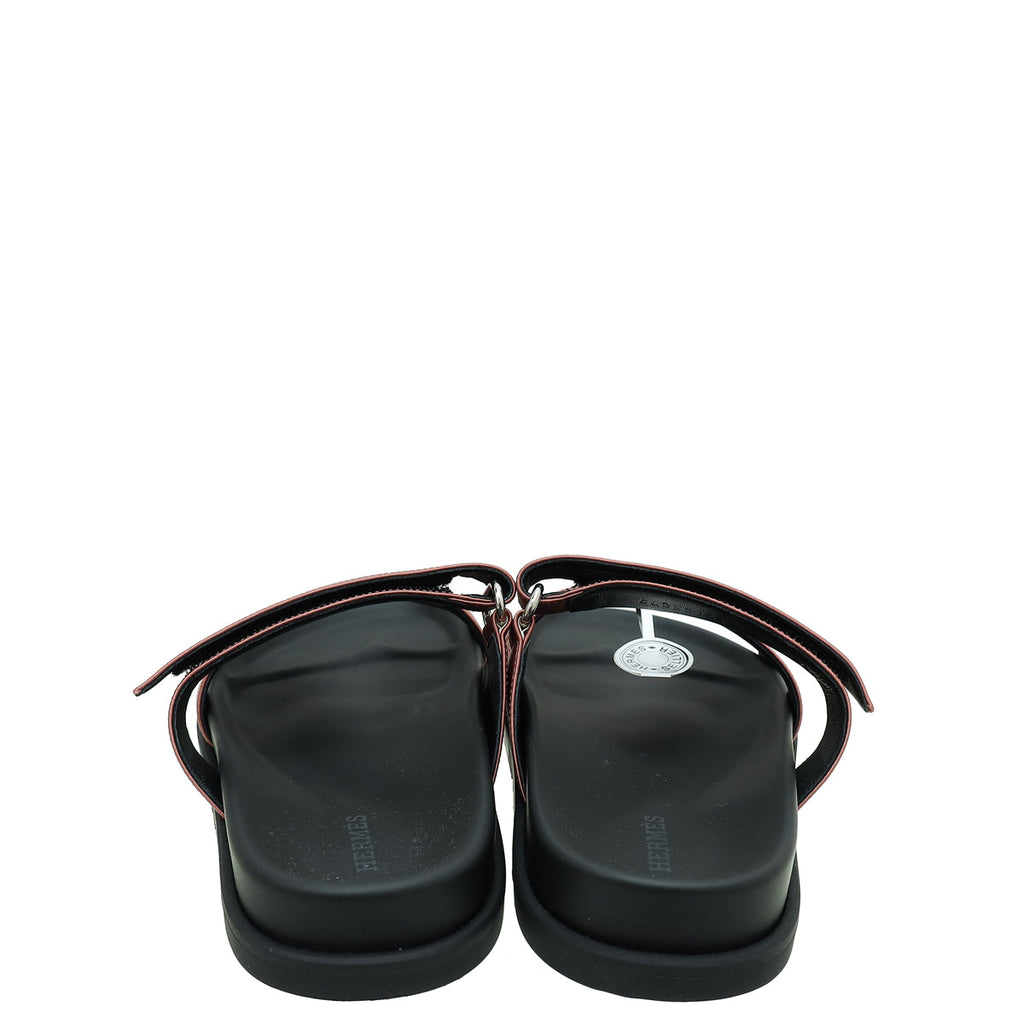 Hermes Bois De Rose Satin Chypre Sandals 36