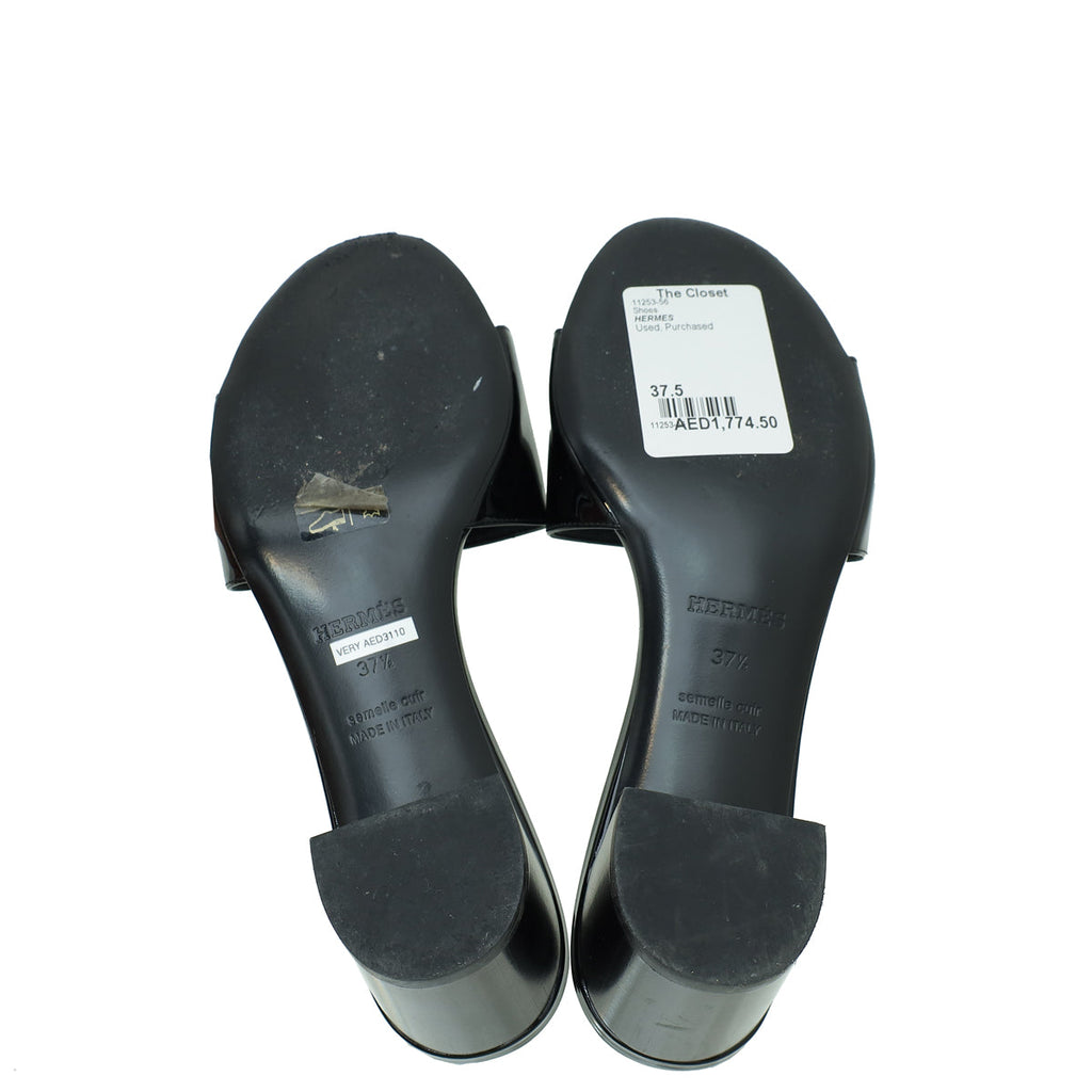Hermes Noir Very Sandals 37.5