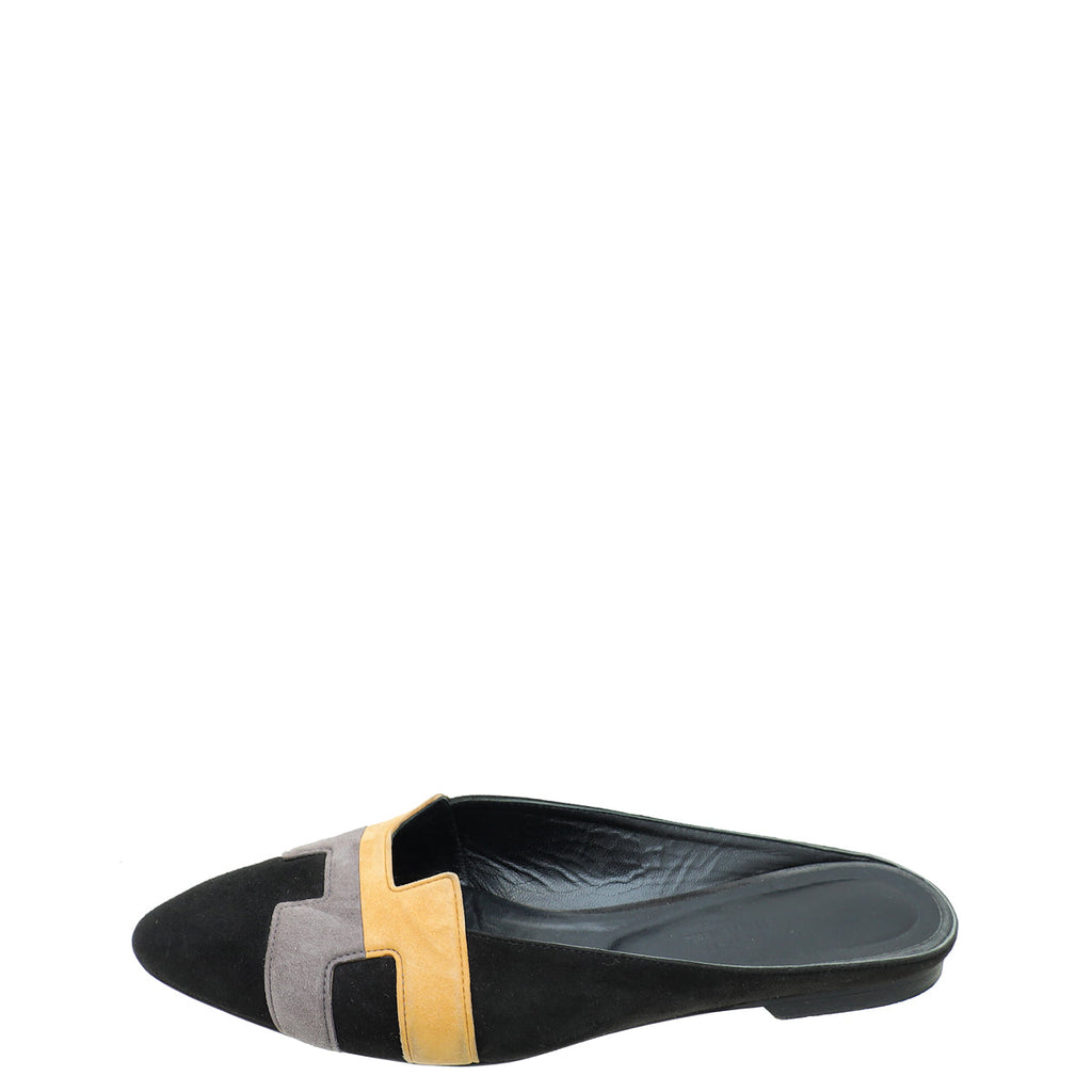 Hermes Tricolor Suede Roxane Mules 37.5