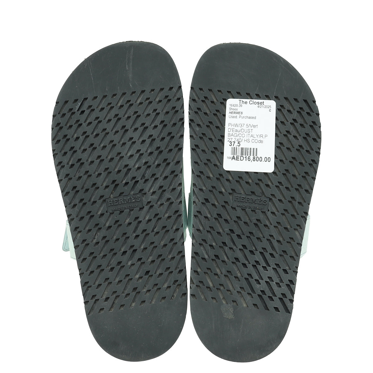 Hermes Vert D'Eau Matte Alligator Chypre Sandals 37.5