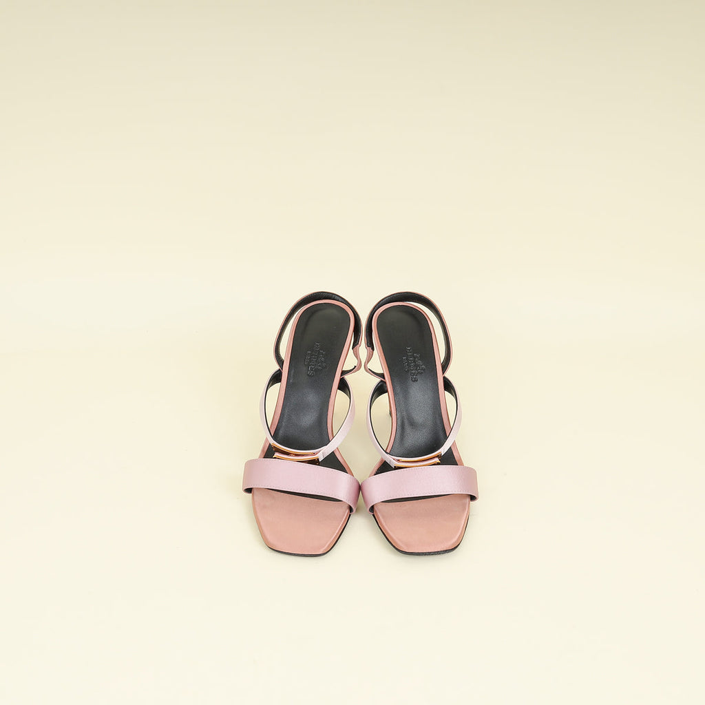 Hermes Bicolor Glamour 95 Satin Sandal 37.5