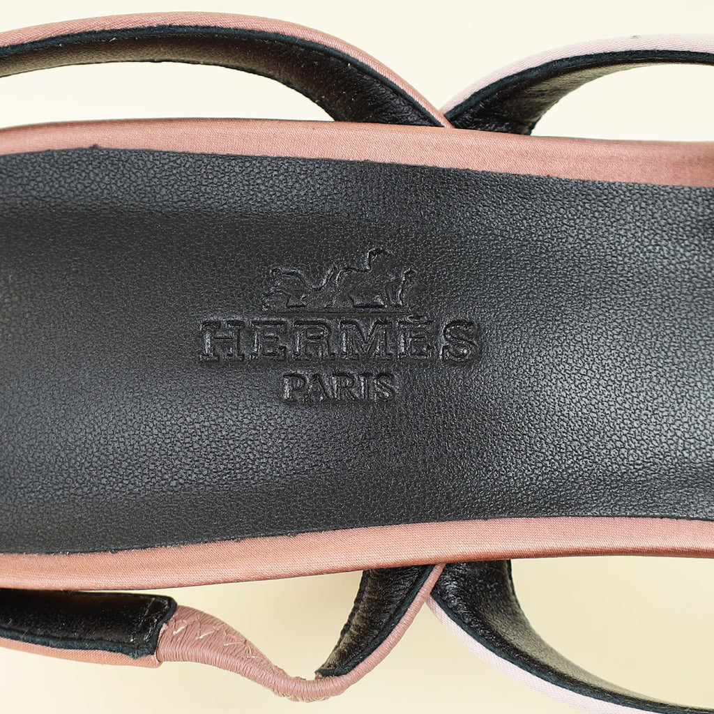 Hermes Bicolor Glamour 95 Satin Sandal 37.5