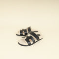 Hermes Noir w/ Shearling Chypre Sandals 37.5