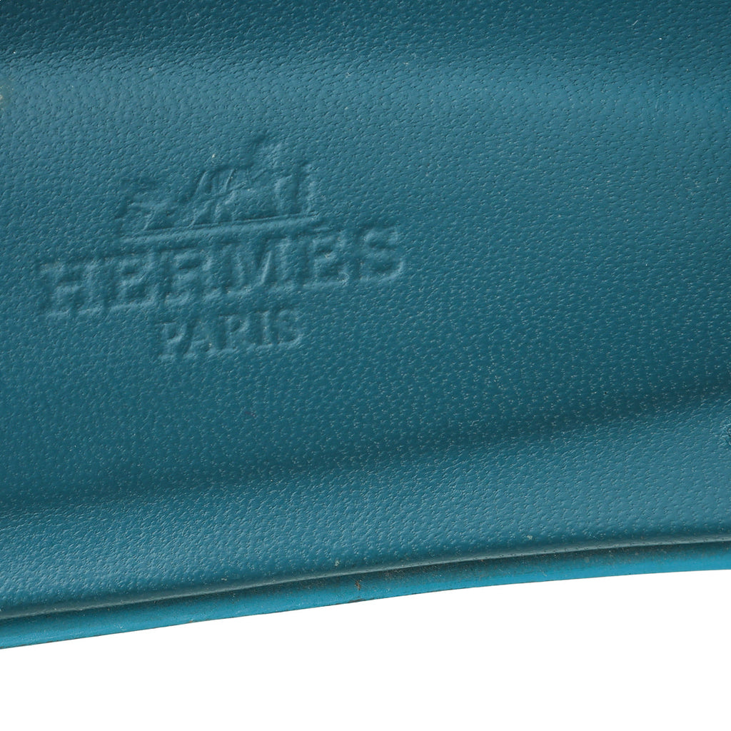 Hermes Bleu Vif Ostrich Oran Sandal 37.5