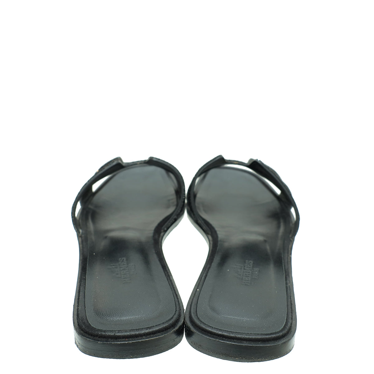Hermes Noir Oran Suede Goatskin Crystal Sandal 37.5