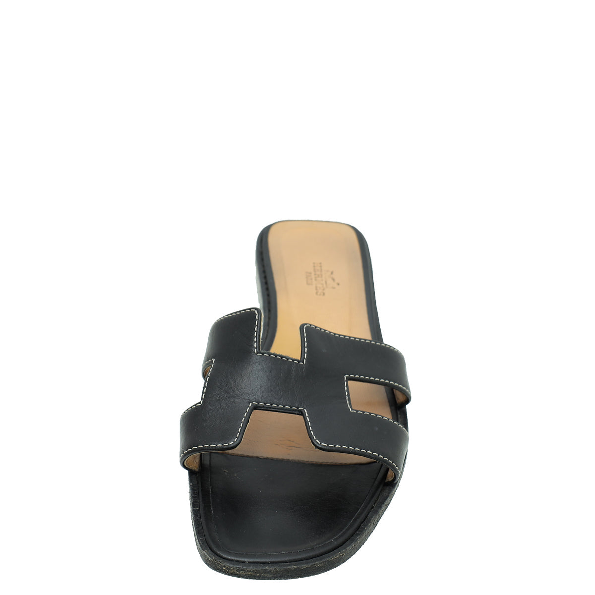 Hermes Noir Oran Sandal 37.5