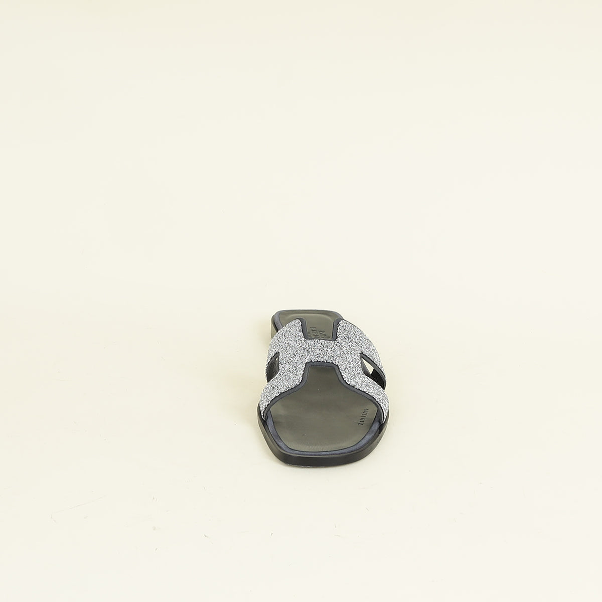 Hermes Noir Oran with Crystal Detail Sandal 37.5