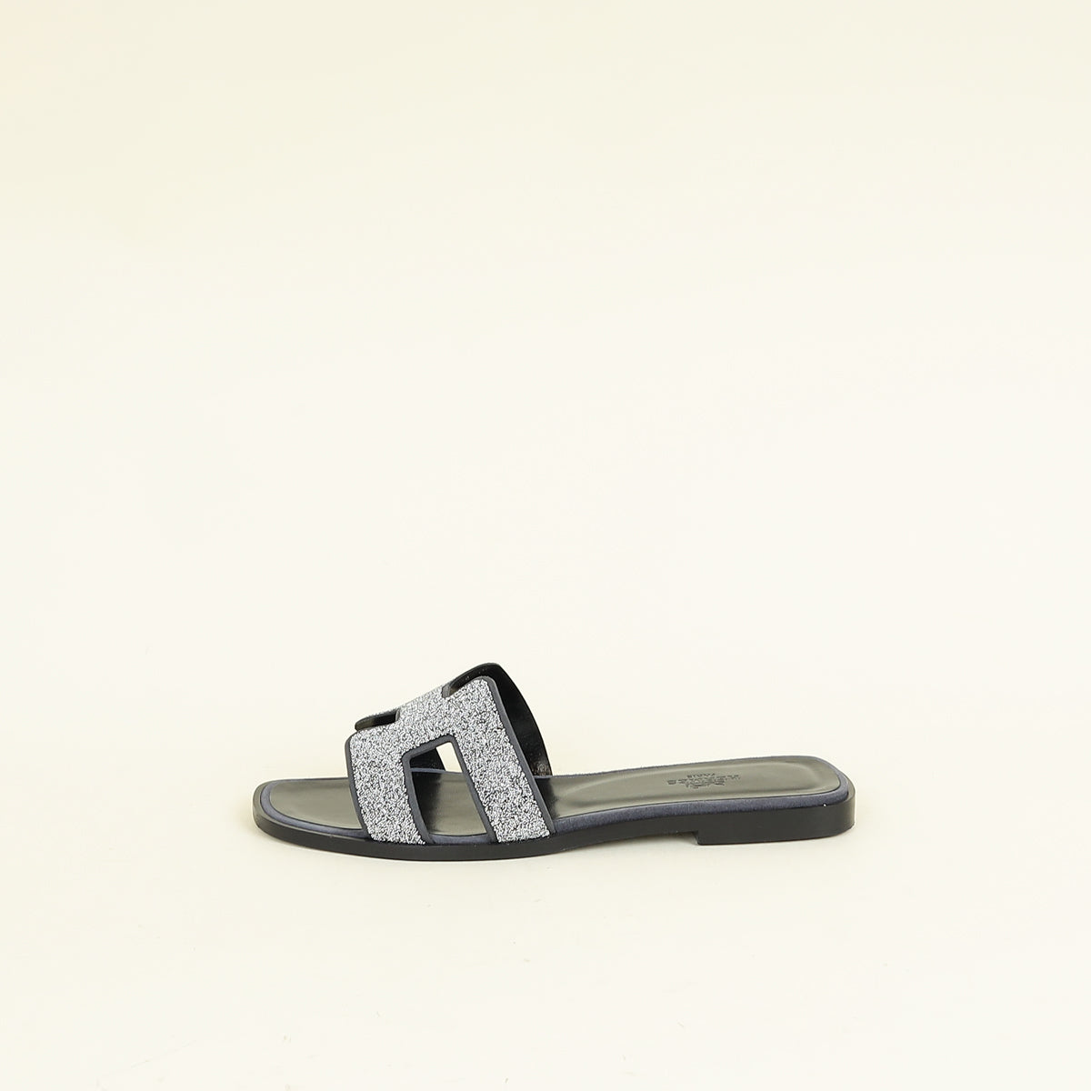 Hermes Noir Oran with Crystal Detail Sandal 37.5