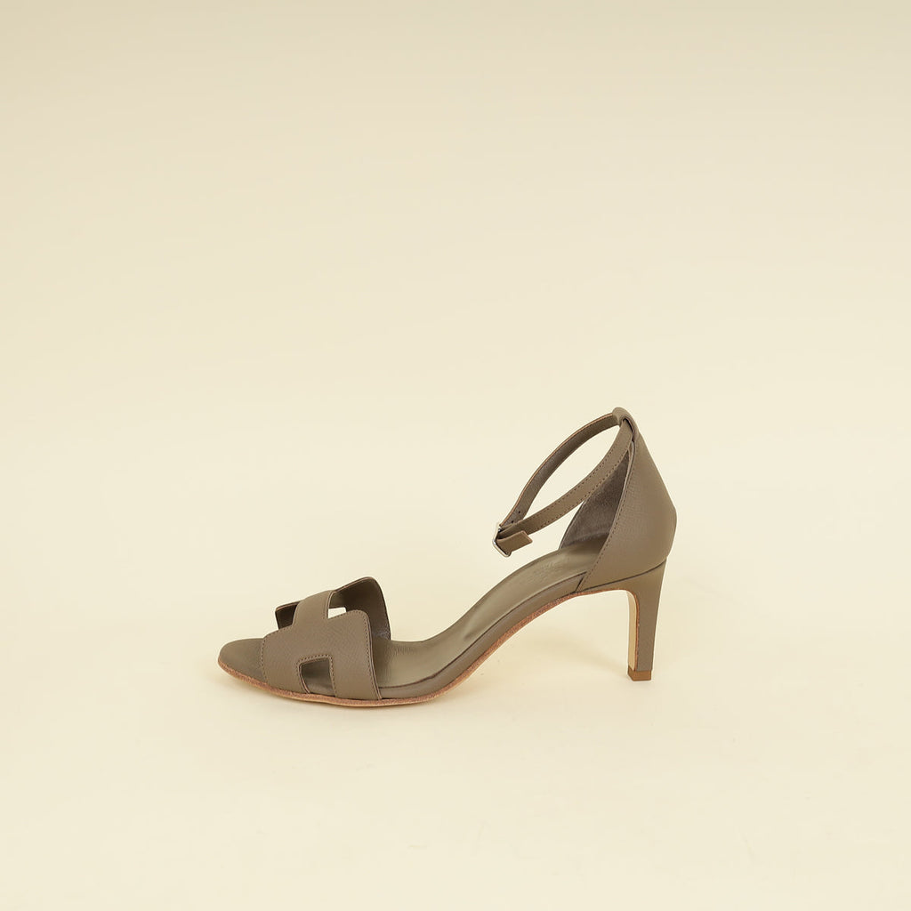 Hermes Etoupe Premiere 70 Sandals 37.5