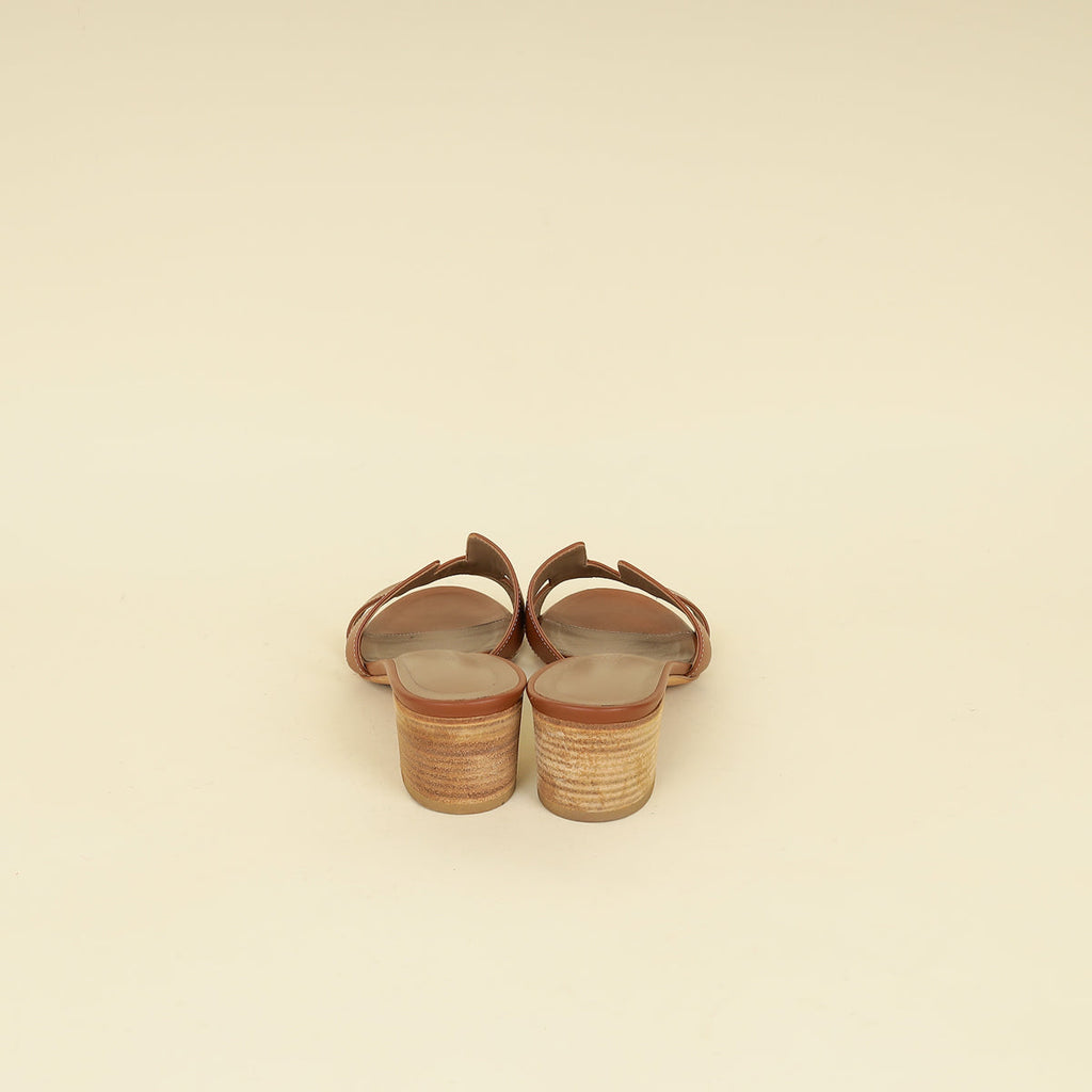 Hermes Gold Oasis Sandals 37.5