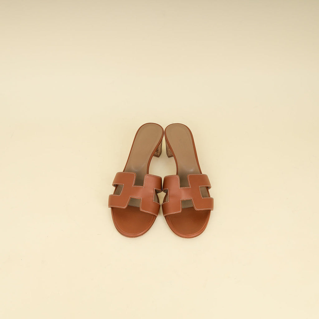 Hermes Gold Oasis Sandals 37.5