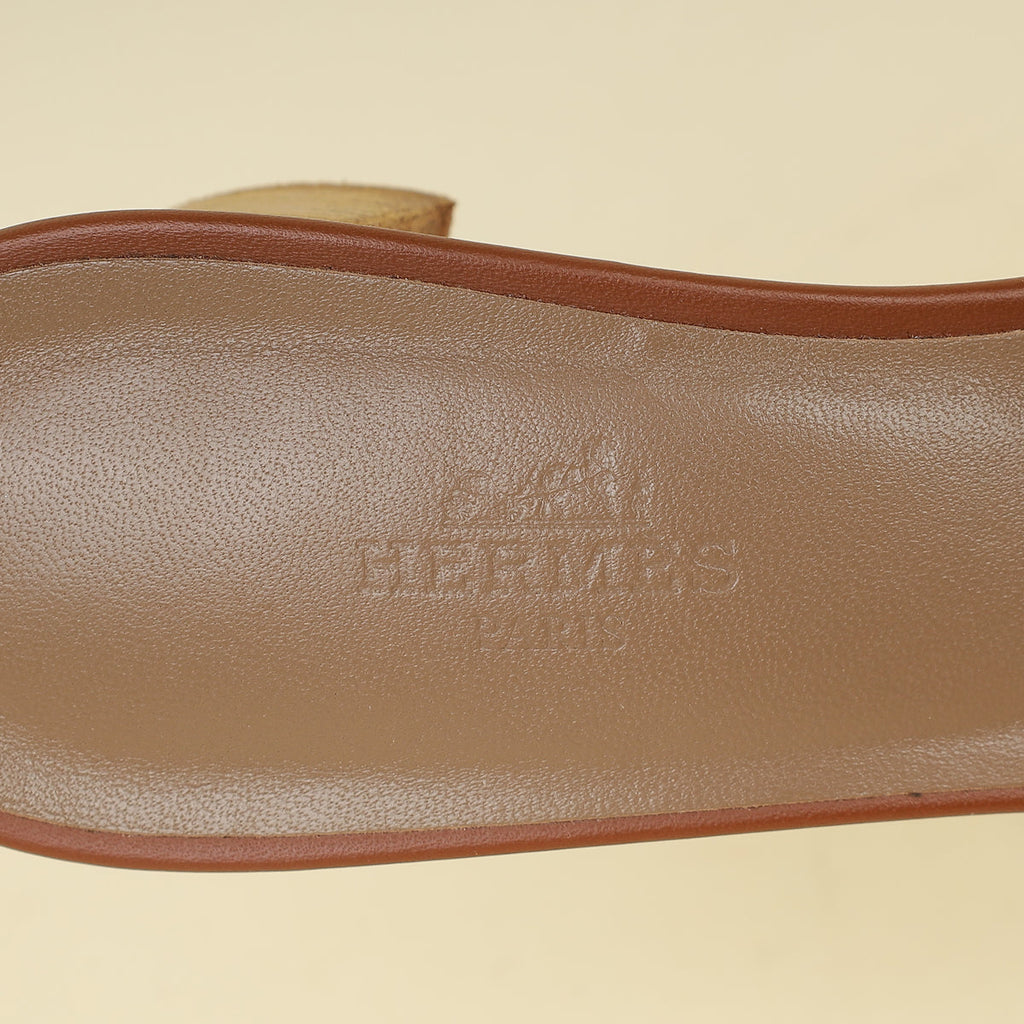 Hermes Gold Oasis Sandals 37.5