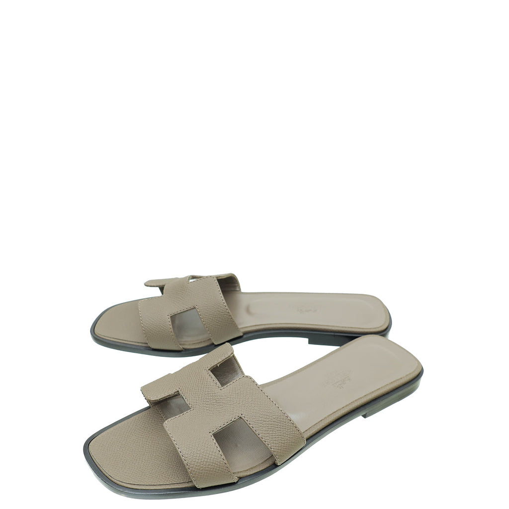 Hermes Gris Etain Oran Sandal 37