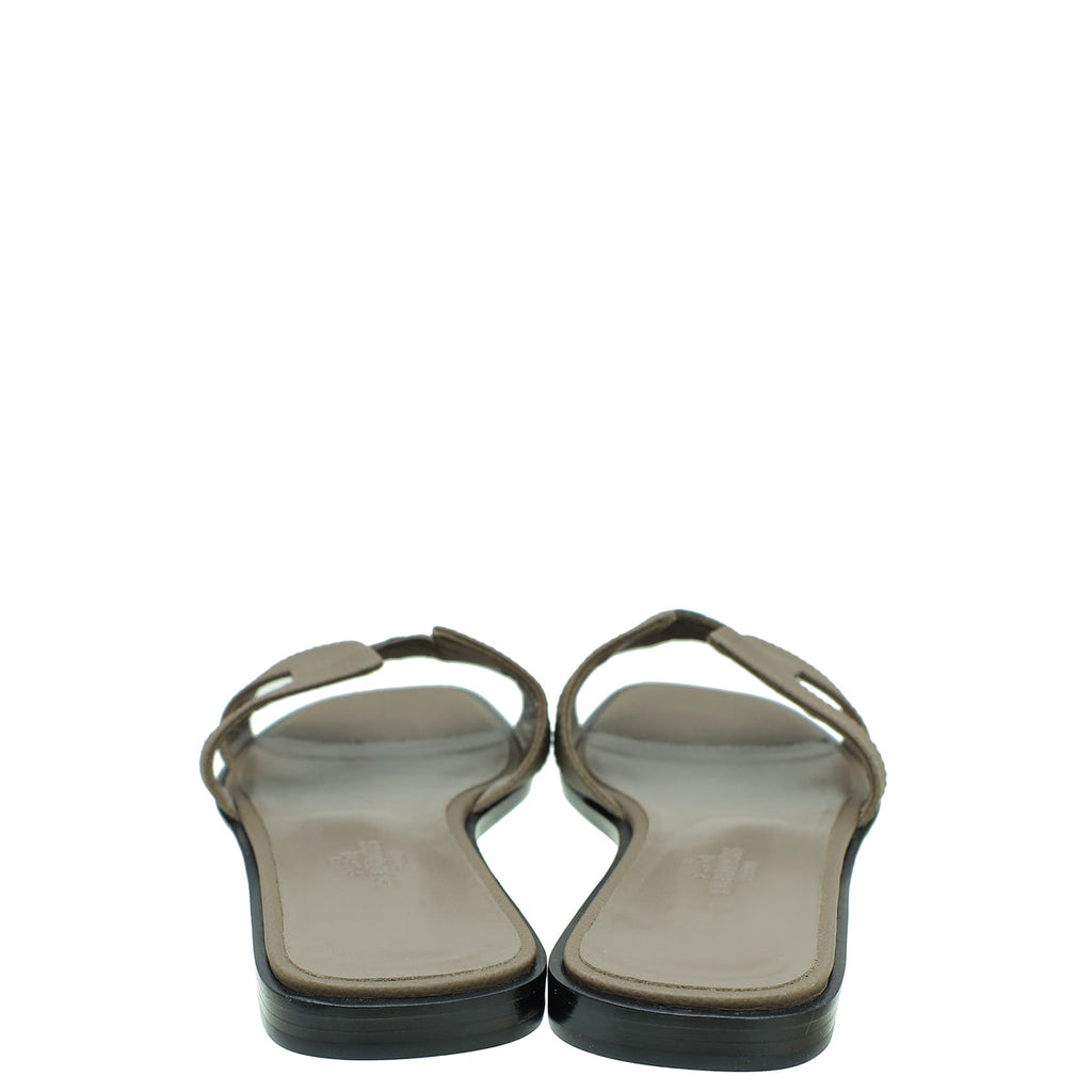Hermes Gris Etain Oran Sandal 37