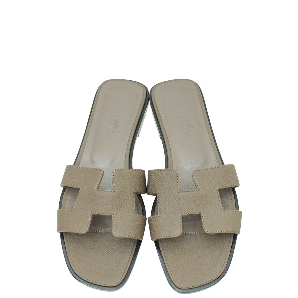 Hermes Gris Etain Oran Sandal 37