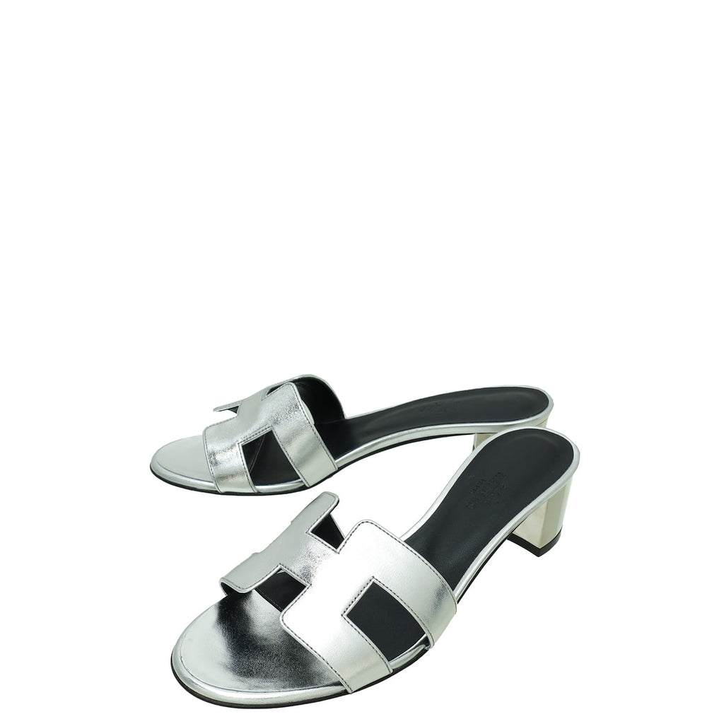 Hermes Gris Argenté Oasis Sandal 37