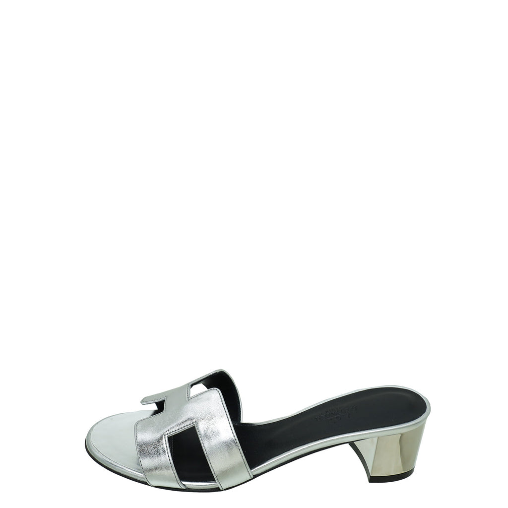 Hermes Gris Argenté Oasis Sandal 37