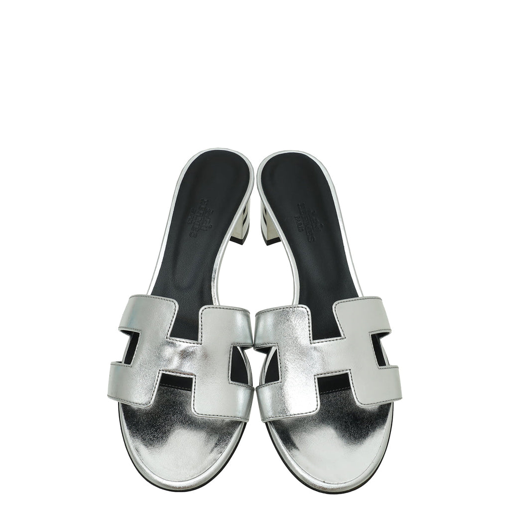Hermes Gris Argenté Oasis Sandal 37