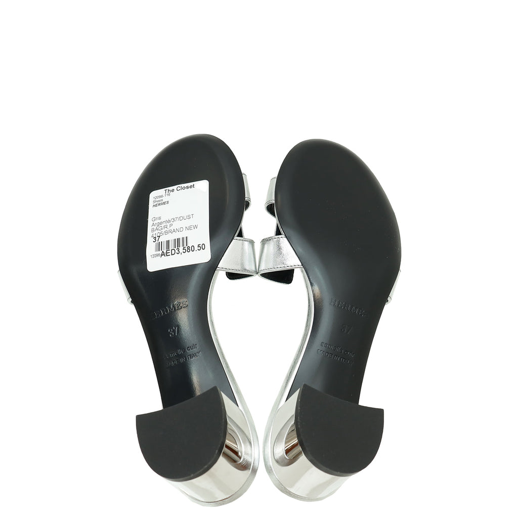 Hermes Gris Argenté Oasis Sandal 37