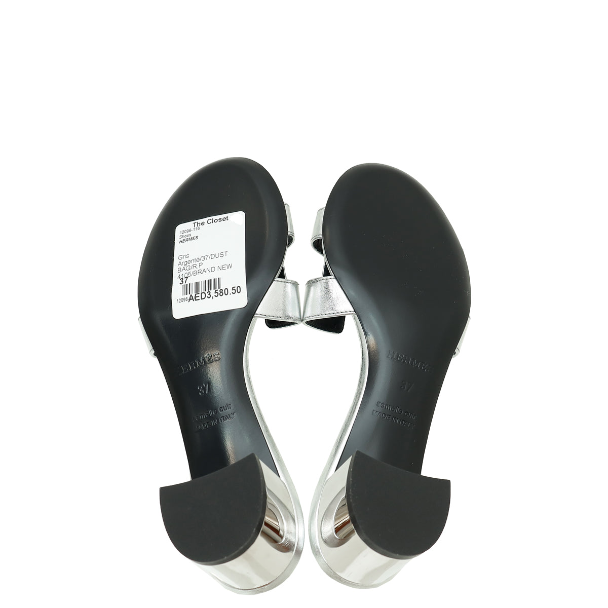 Hermes Gris Argenté Oasis Sandal 37