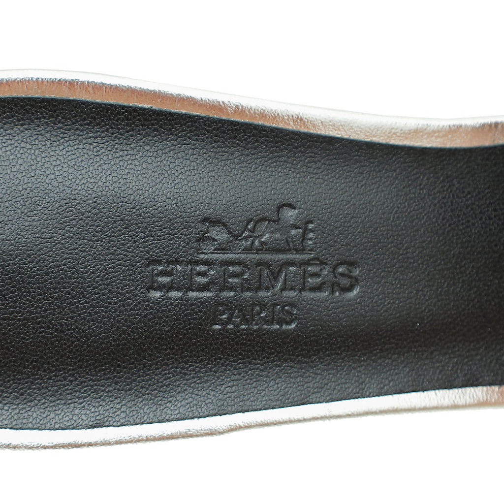 Hermes Gris Argenté Oasis Sandal 37