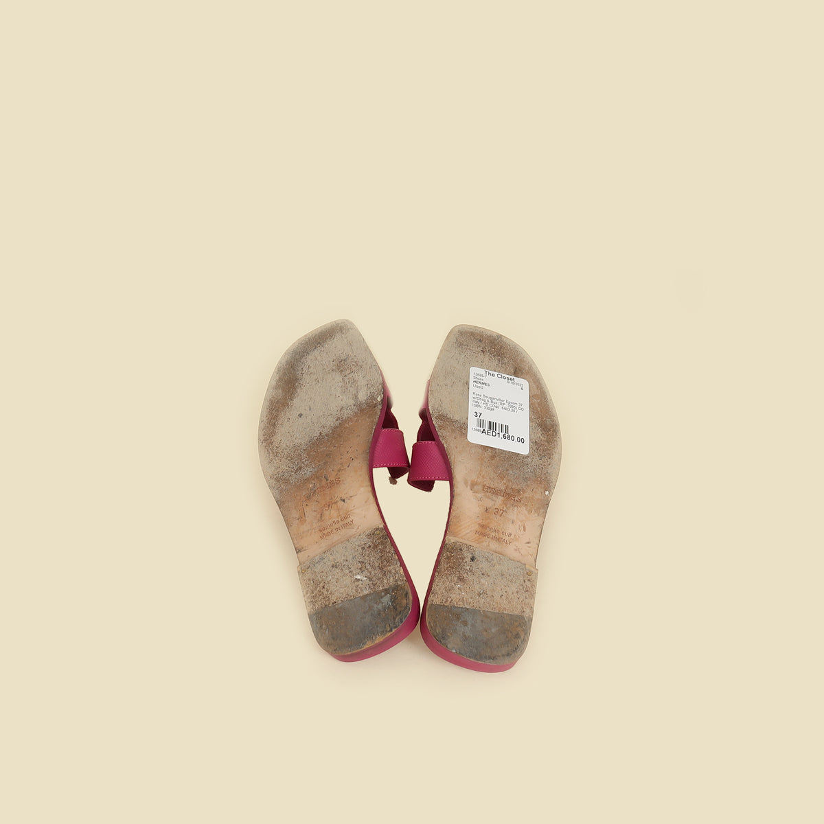 Hermes Rose Bougainvillier Oran Sandals 37