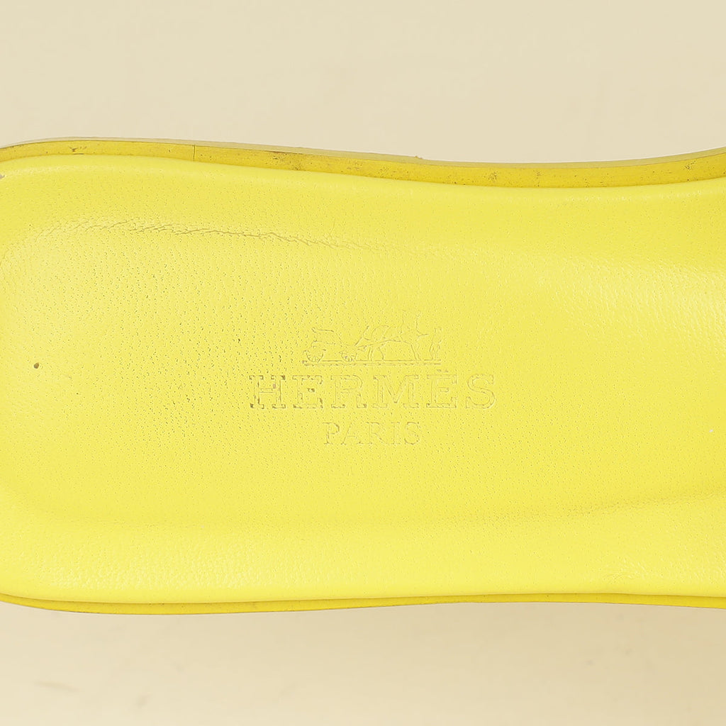 Hermes Lime Oran Sandals 37