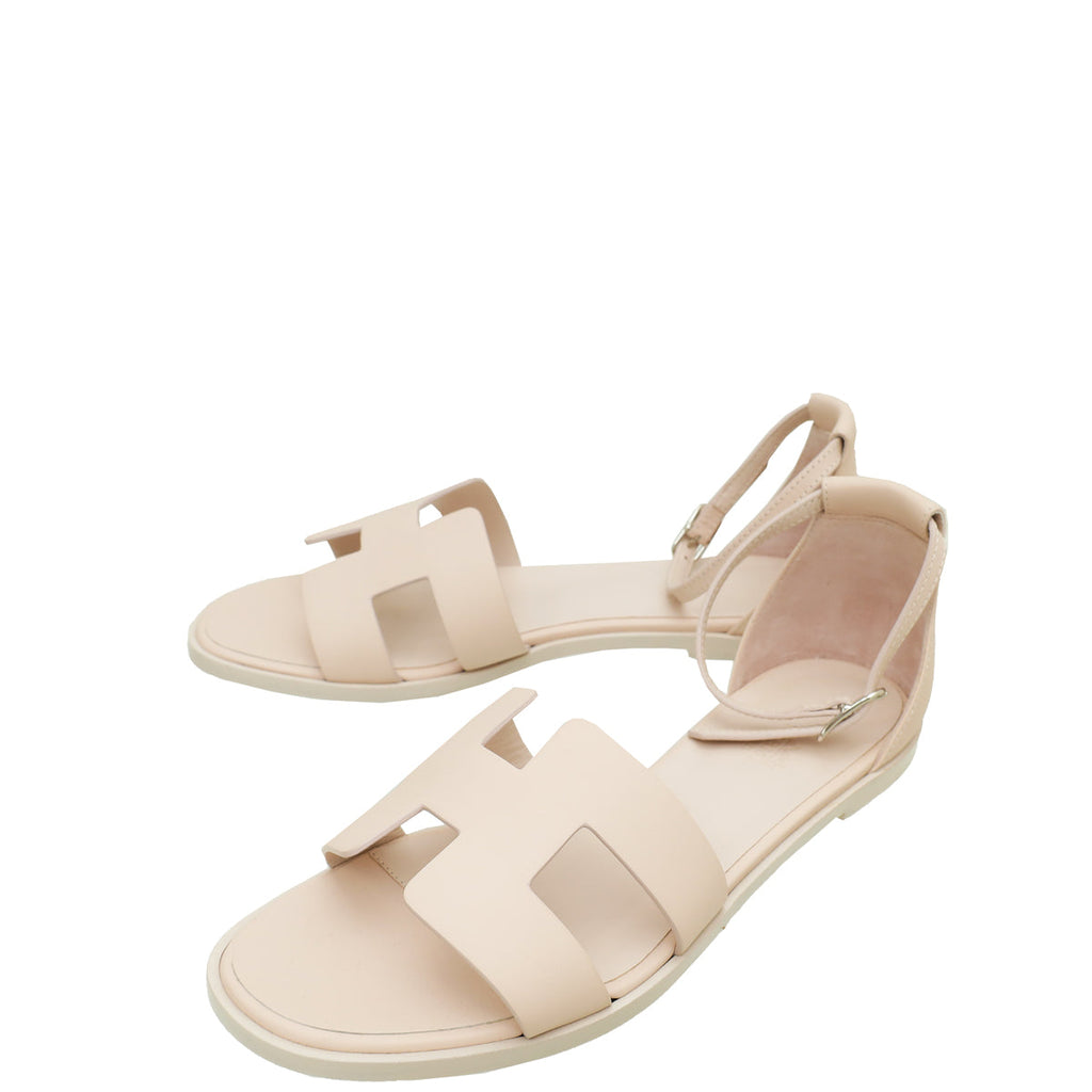 Hermes Rose Porcelaine Santorini Sandal 37