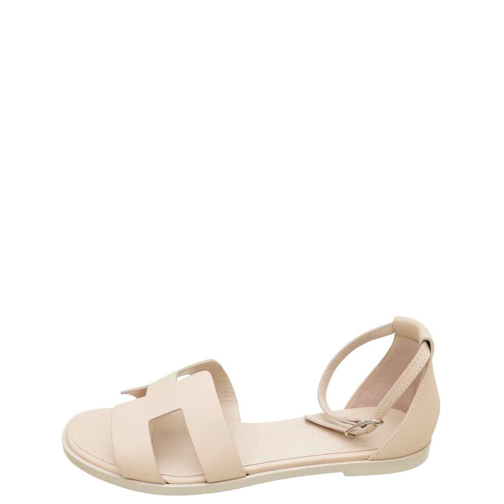 Hermes Rose Porcelaine Santorini Sandal 37