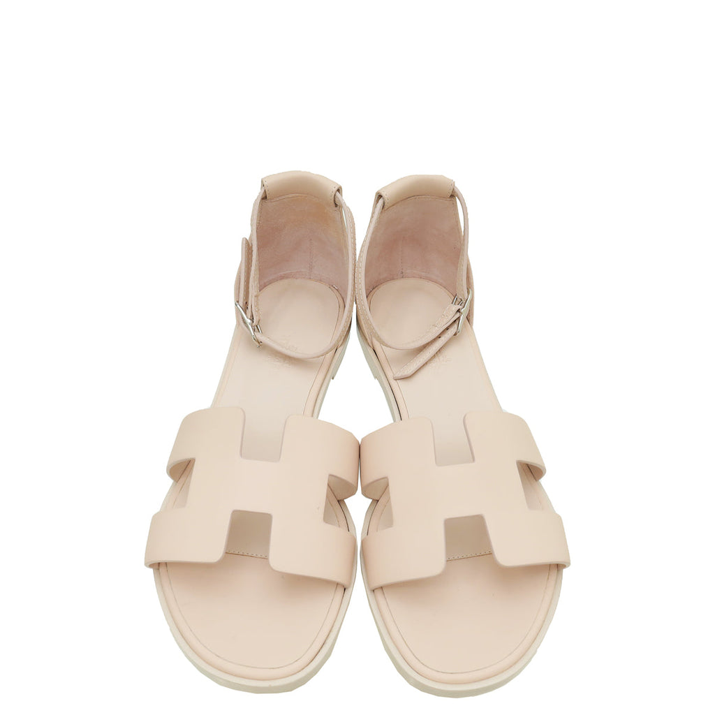Hermes Rose Porcelaine Santorini Sandal 37