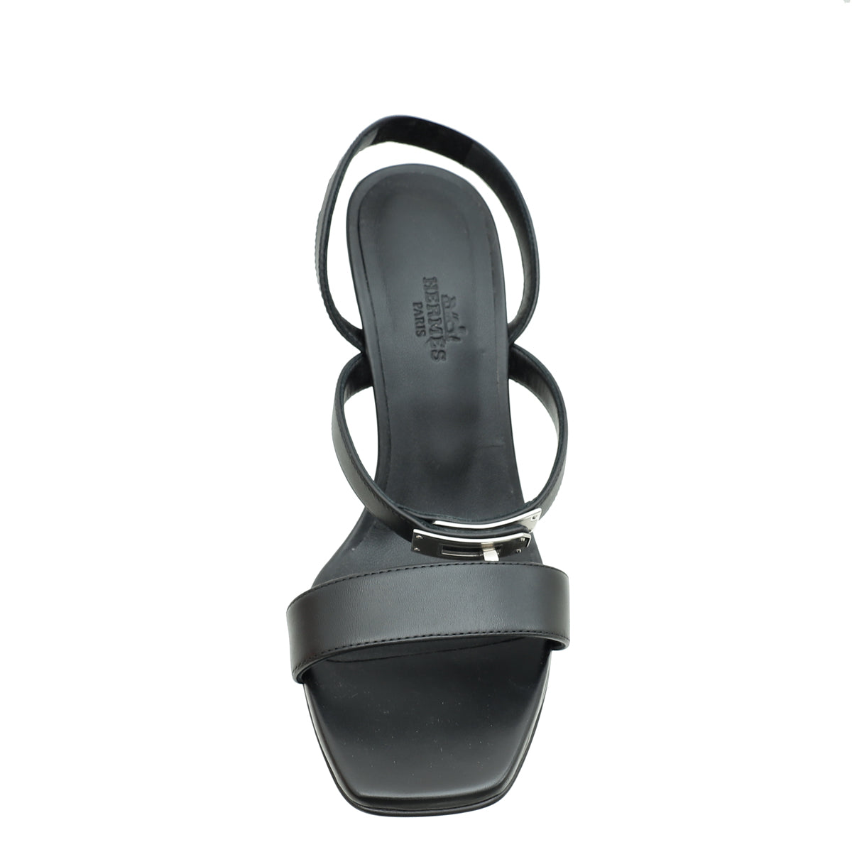 Hermes Black Glamour 95 Sandal 37