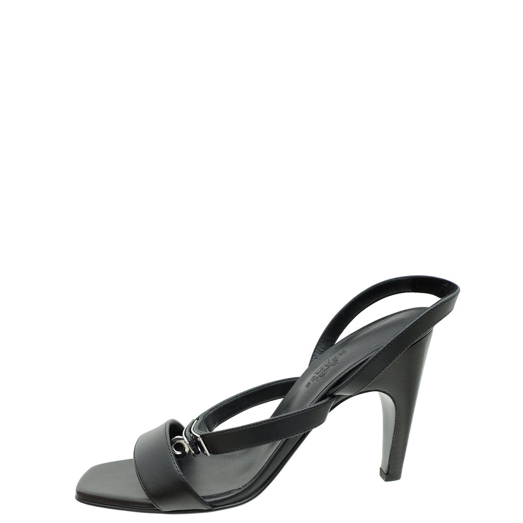 Hermes Black Glamour 95 Sandal 37