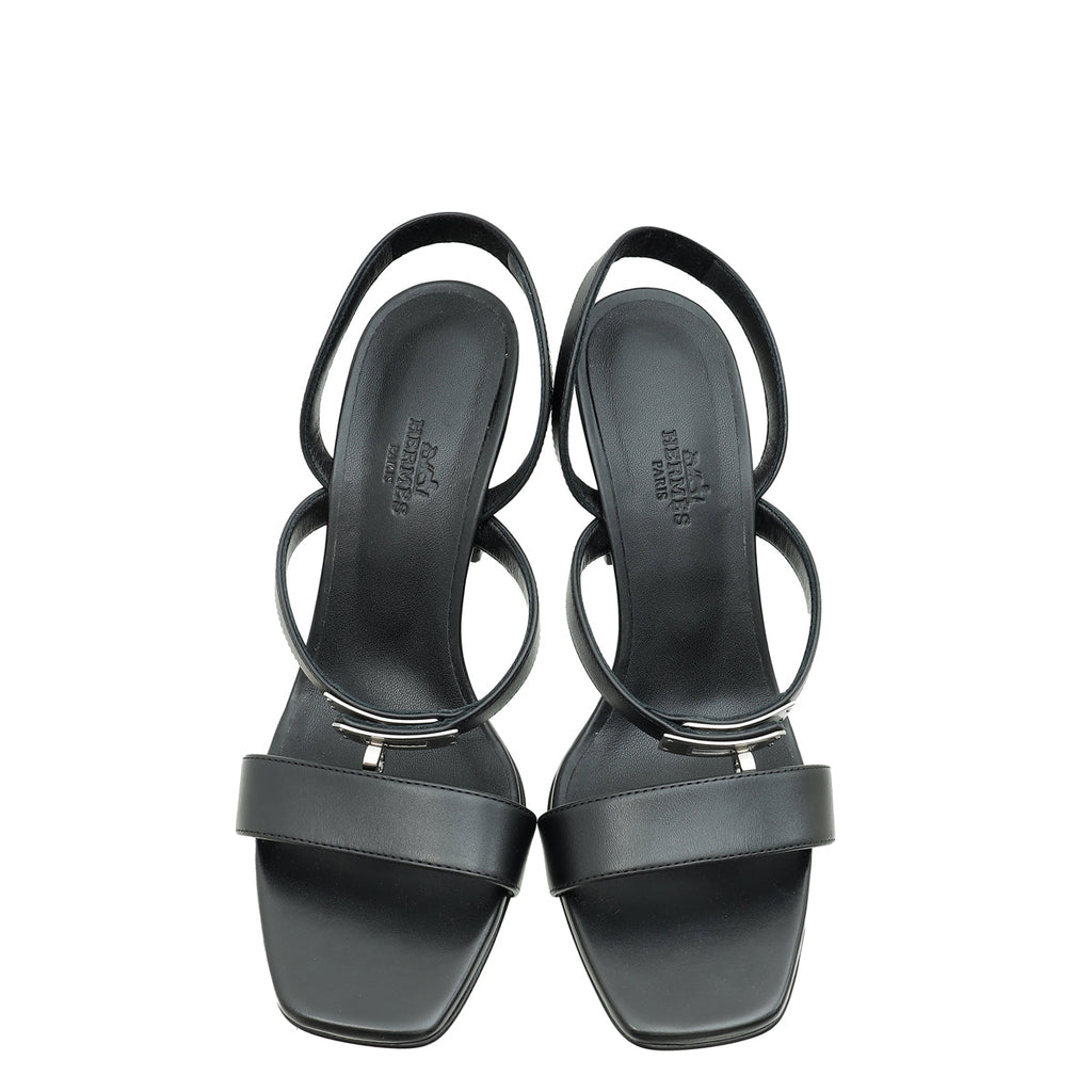 Hermes Black Glamour 95 Sandal 37