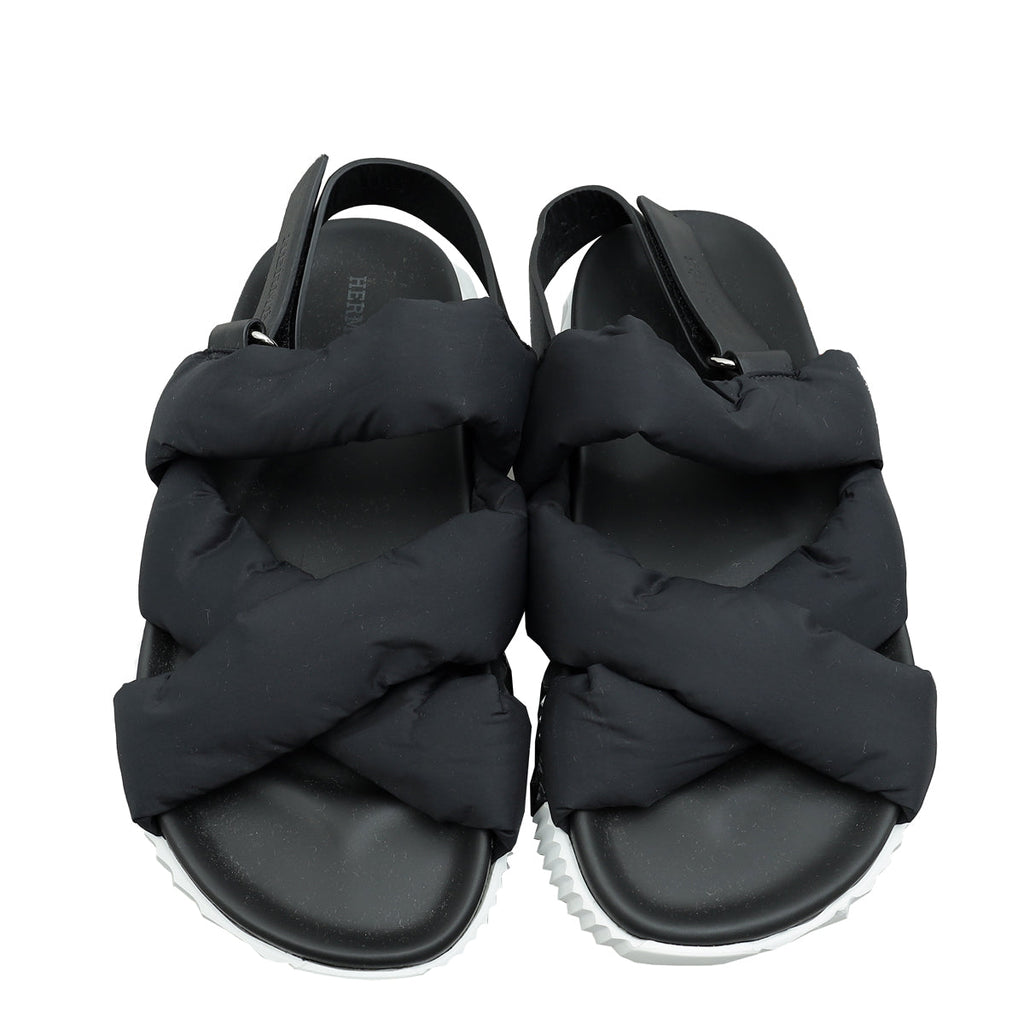 Hermes Noir Electric Sandal 37