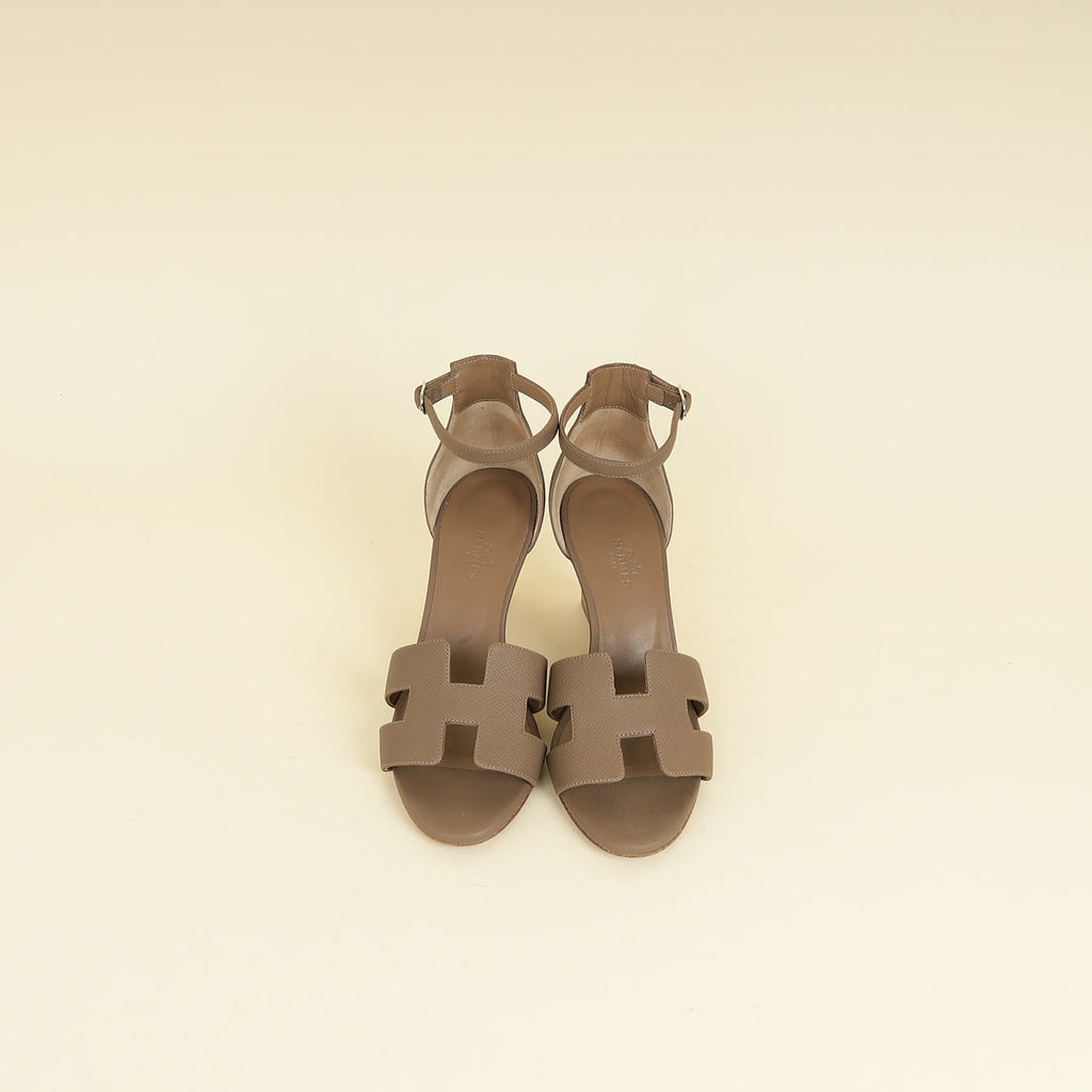 Hermes Etoupe Legend Sandals 37