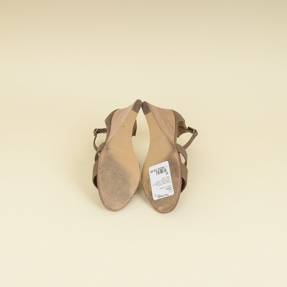 Hermes Etoupe Legend Sandals 37