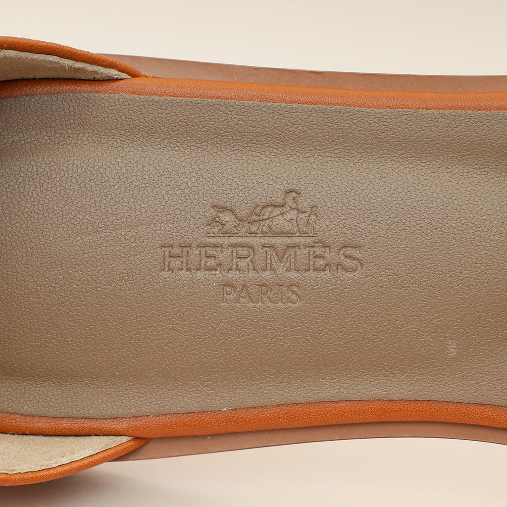 Hermes Gold Santorini Sandals 37