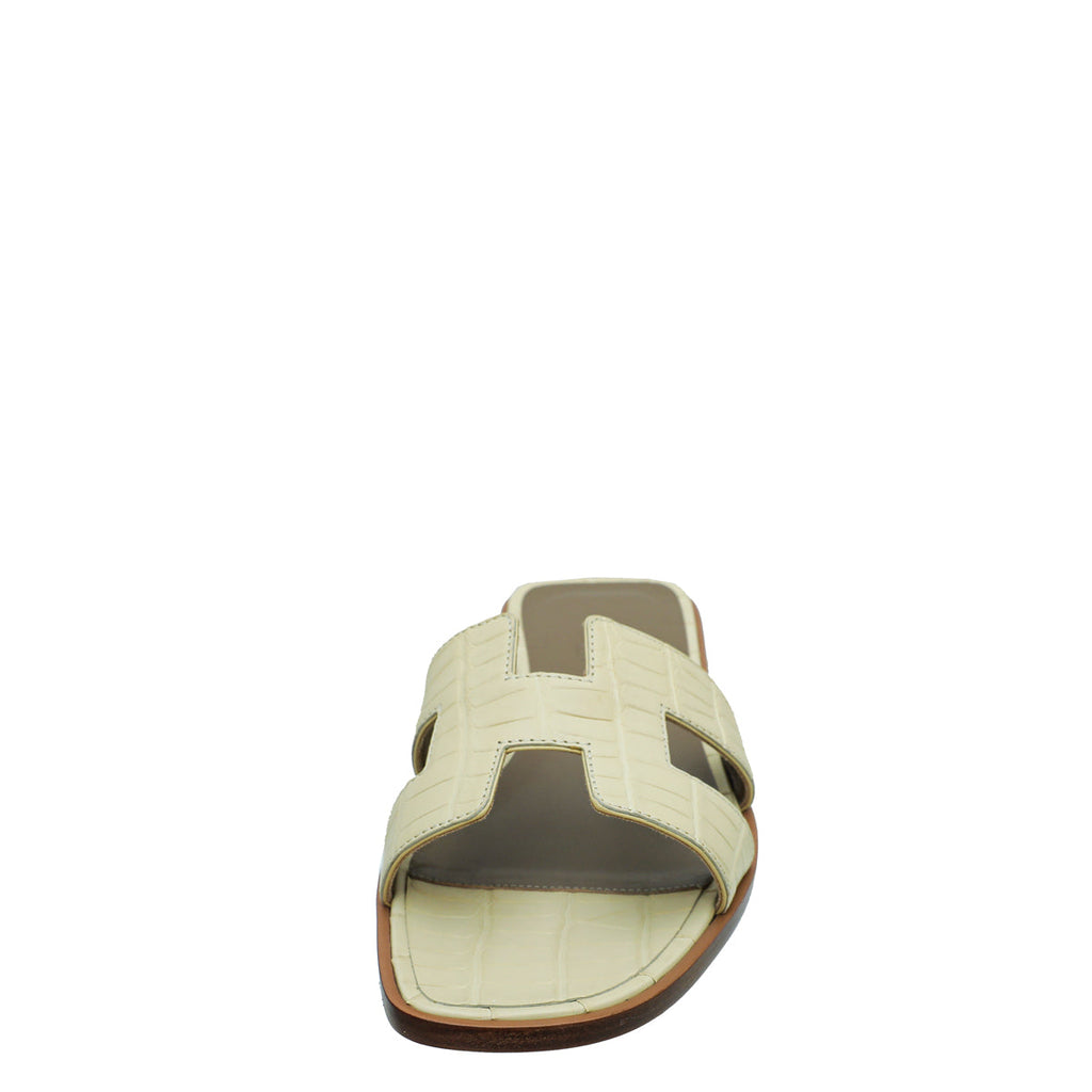 Hermes Vanille Matte Alligator Oran Sandal 37