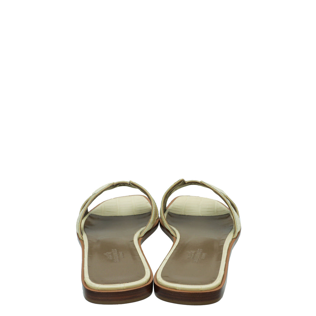 Hermes Vanille Matte Alligator Oran Sandal 37