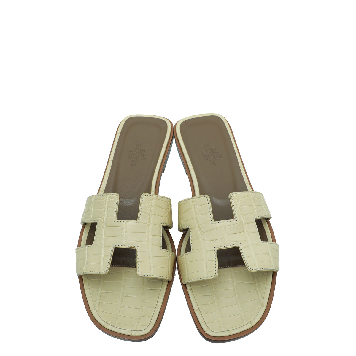 Hermes Vanille Matte Alligator Oran Sandal 37