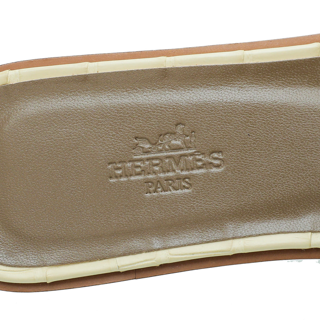 Hermes Vanille Matte Alligator Oran Sandal 37
