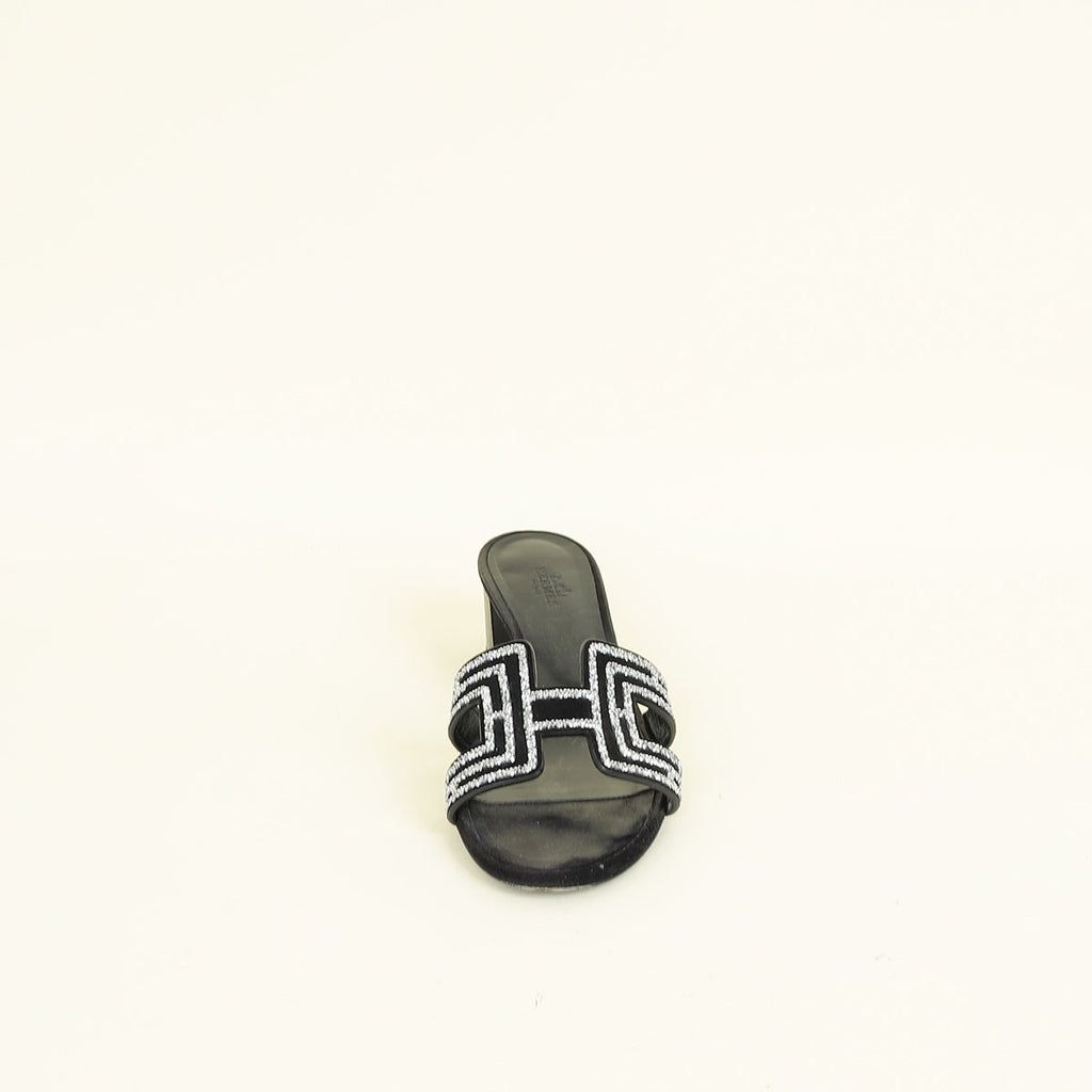 Hermes Noir Oasis Sandals 37