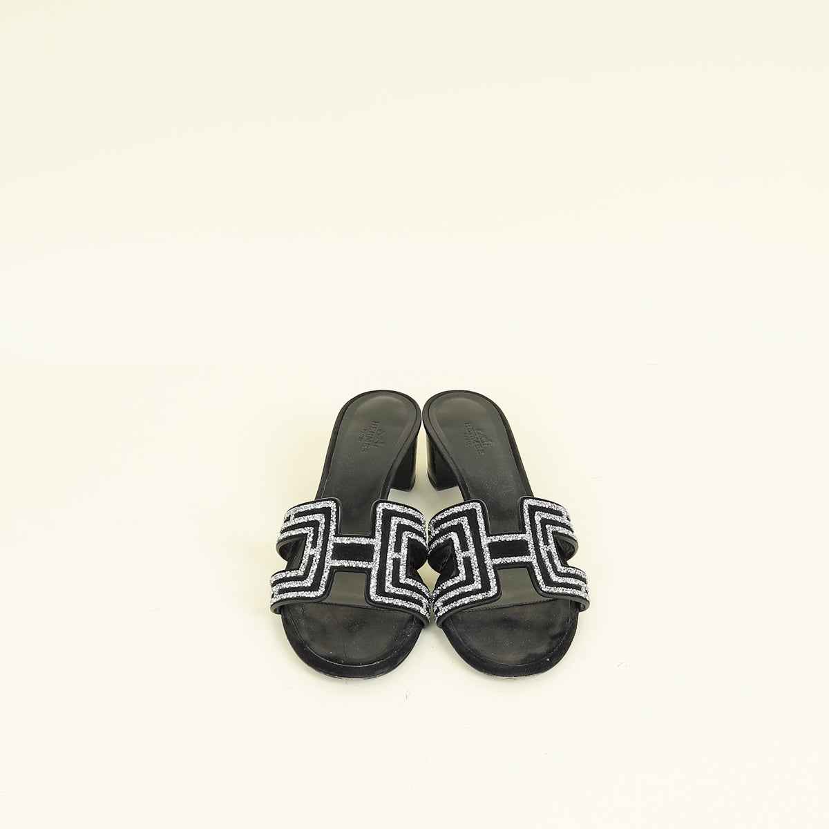 Hermes Noir Oasis Sandals 37