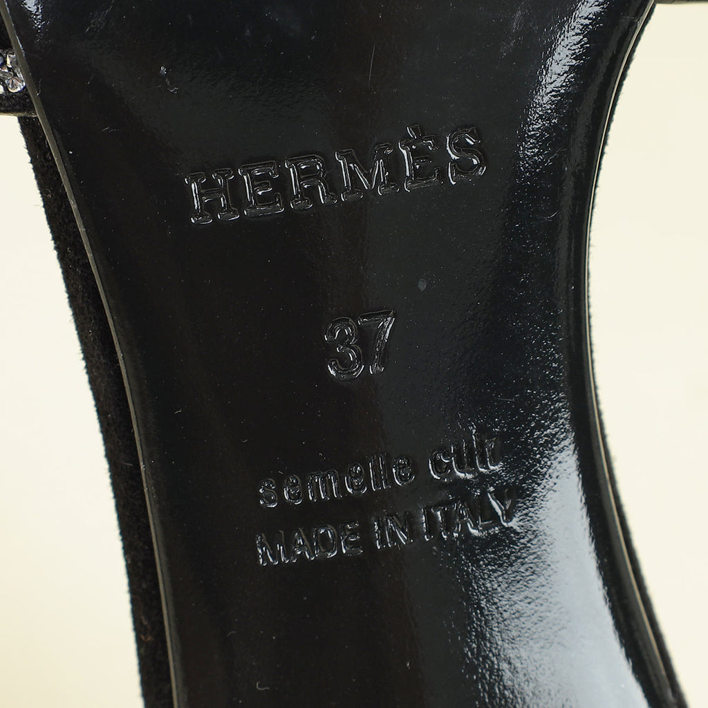 Hermes Noir Oasis Sandals 37