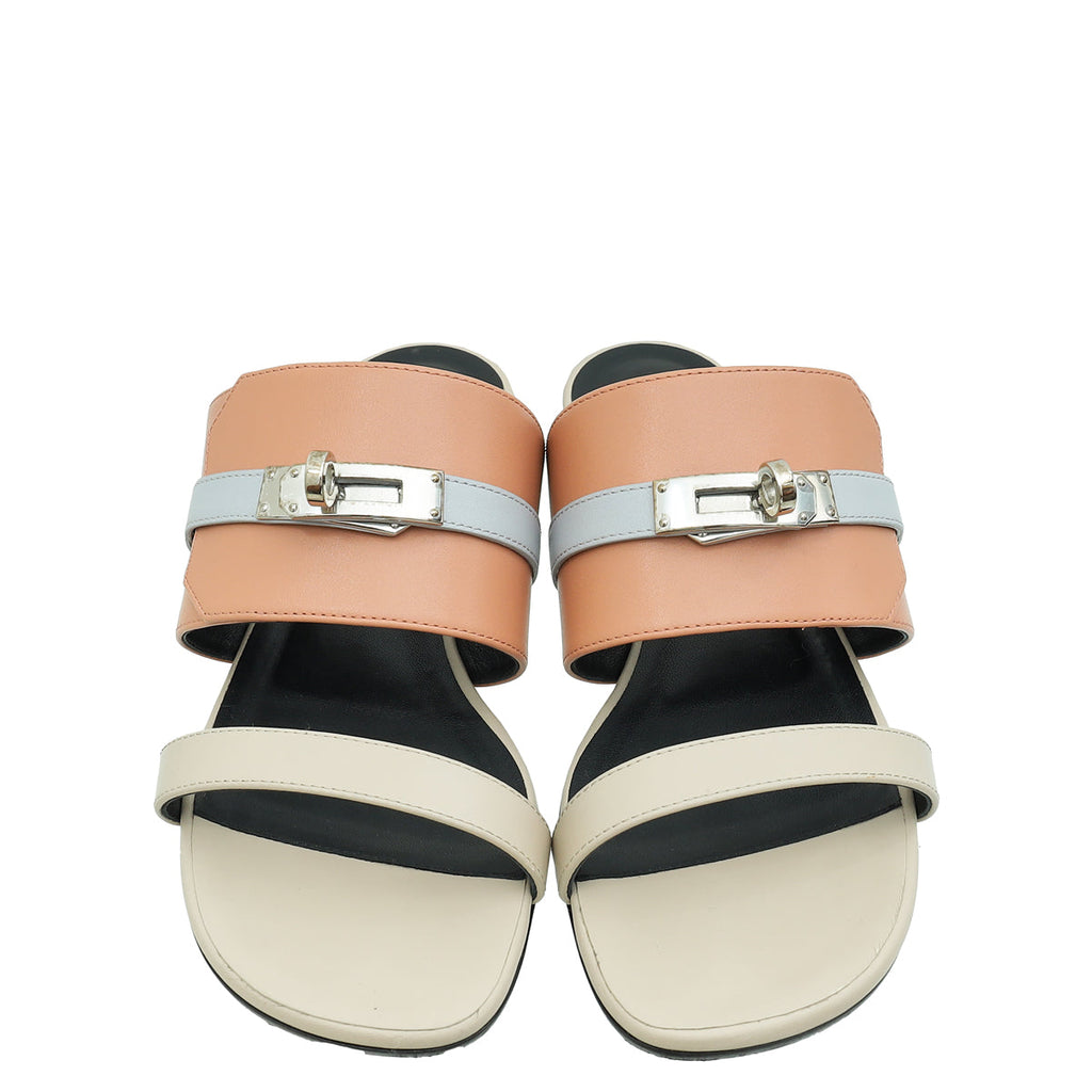 Hermes Rose Bubinga Multicolor Avenue Sandal 37